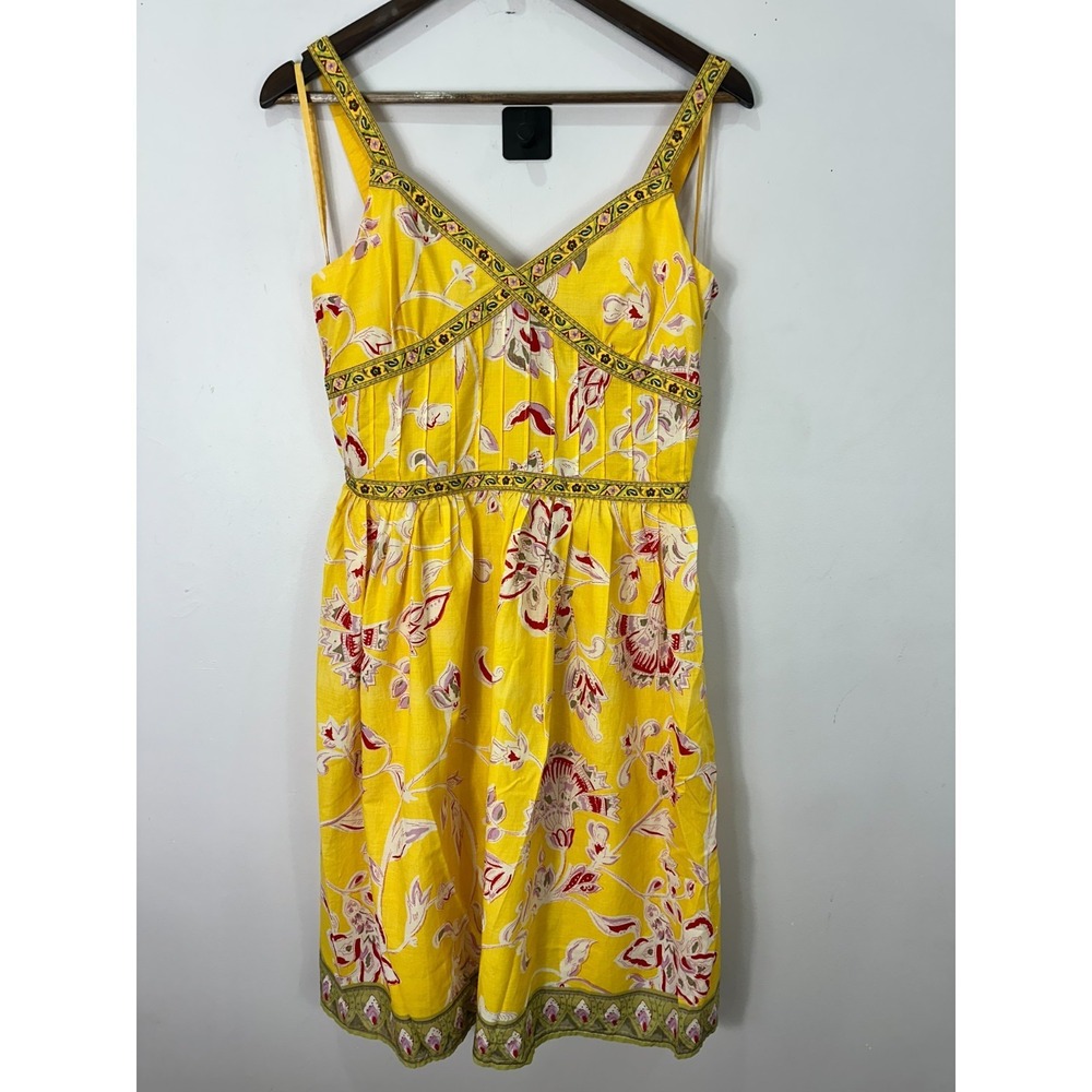 Spenser Jeremy Yellow‎ Floral Fit Flare Babydoll Dress Women 6 Sleeveless Garden